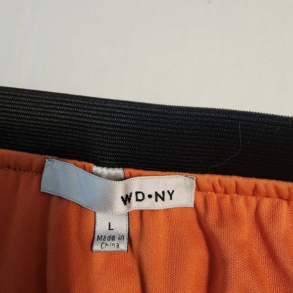 WD.NY pleated maxi skirt sz L Large women lined orange fall flowy - Picture 6 of 9